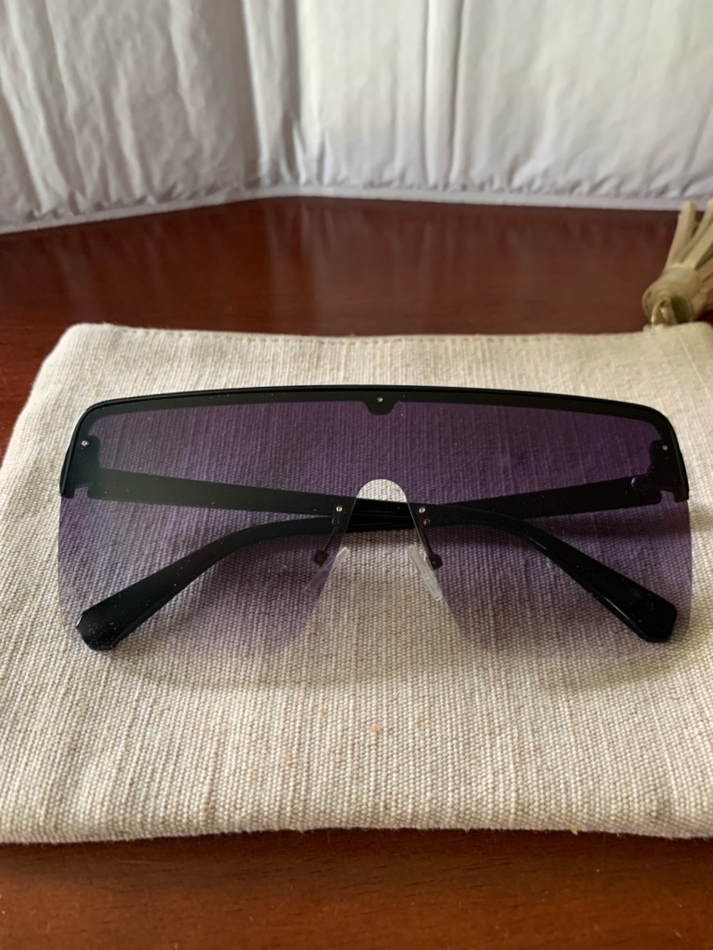 Stylish Oversized Shield Sunglasses - Purple Gradient Lens